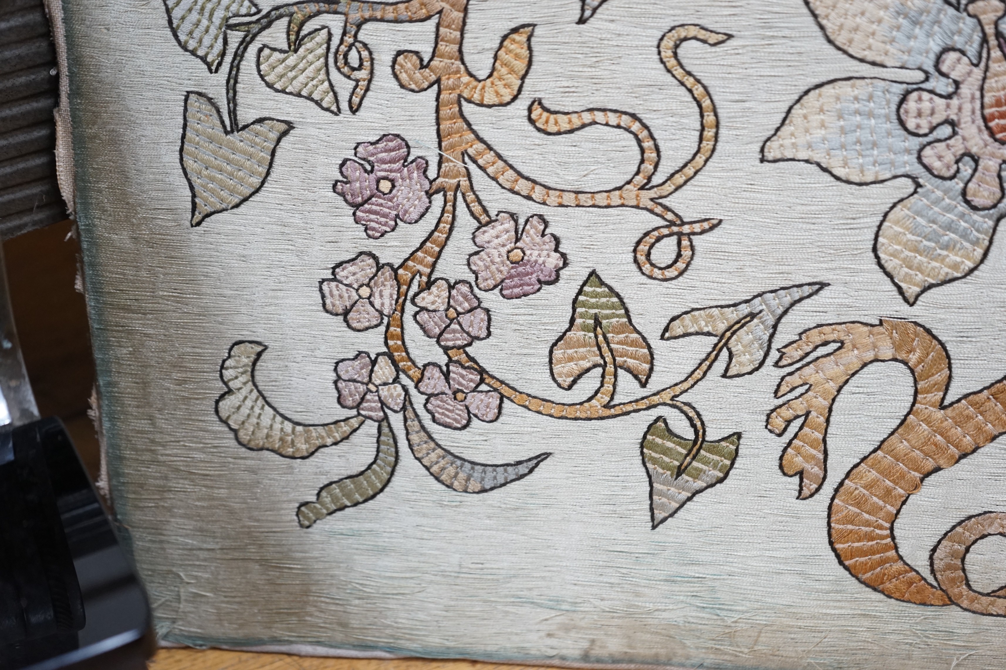 A coloured silkwork panel 64x51cm